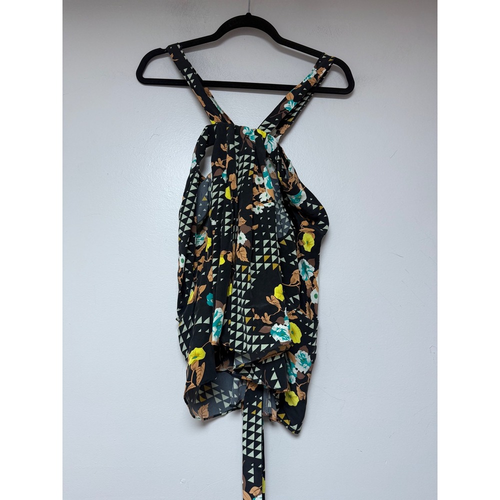 NAYVA Floral Geometric Halter Neck Top Women's Size 2 Black‎ Multi - Picture 5 of 6